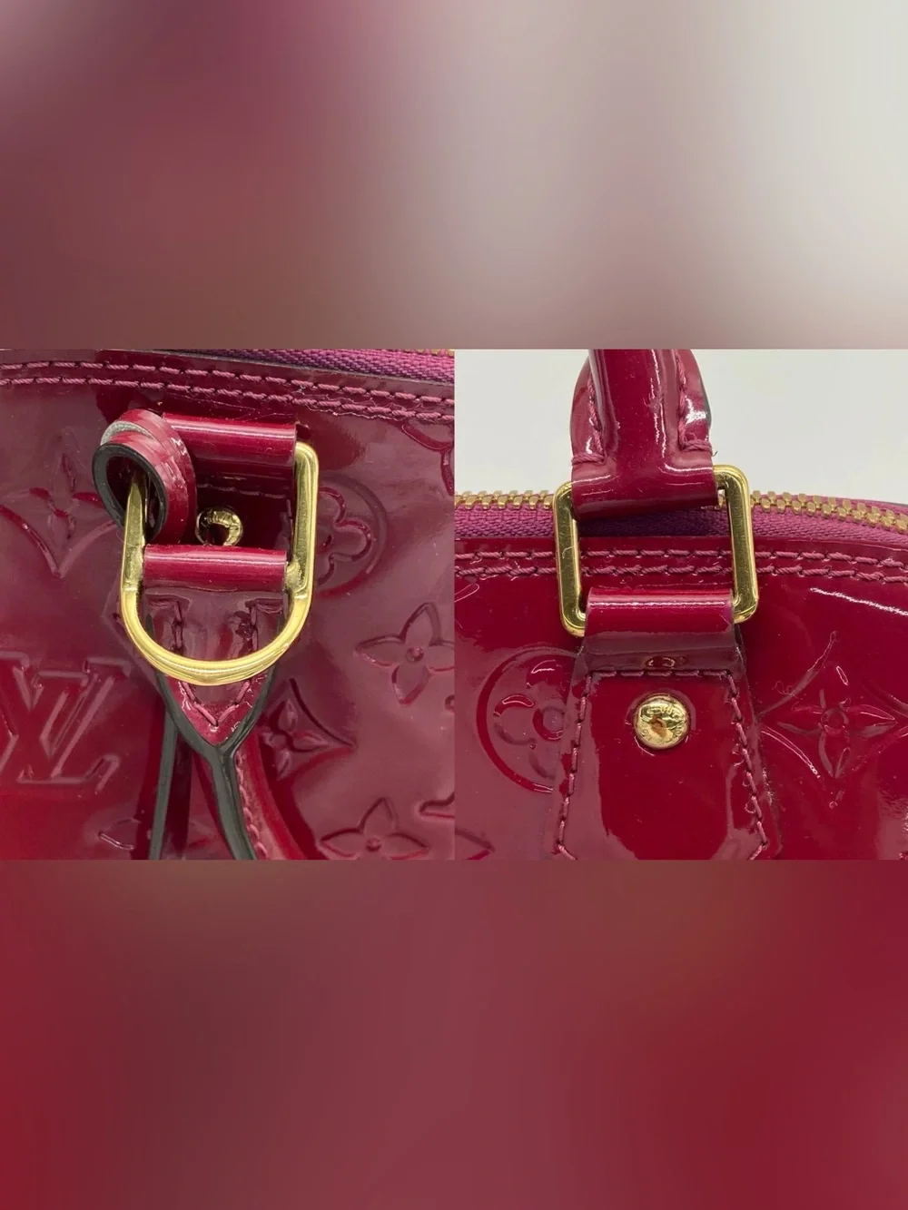 Louis Vuitton Vernis Alma PM Satchel in Deep Raspberry